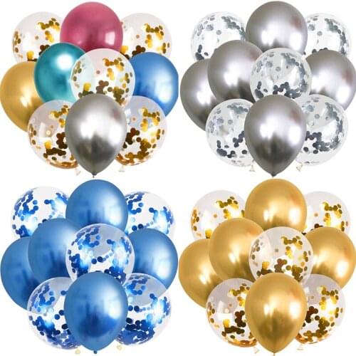 10pcs Metallic Balloons Silver Gold Confetti Balloon Adult Wedding Kids Air Balls globos Birthday Party Baby shower Decoration