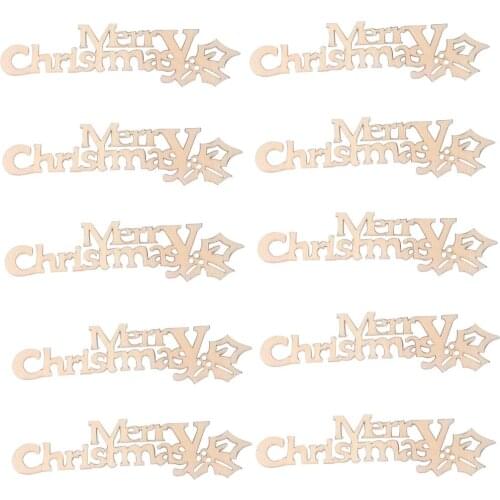 10PCS Merry Christmas Large Unfinished Blank Wood Letters Cutout Sign for Crafts