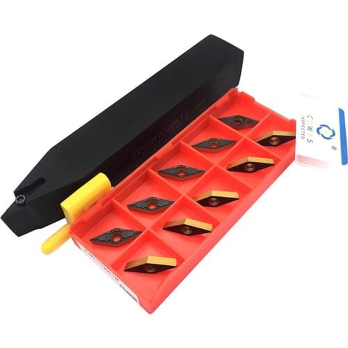 10PCS VCMT110304 TM PC4225 Carbide Inserts + 1PC SVVCN2020K11 Tool Holder CNC Lathe Tools External Turning Tool Set