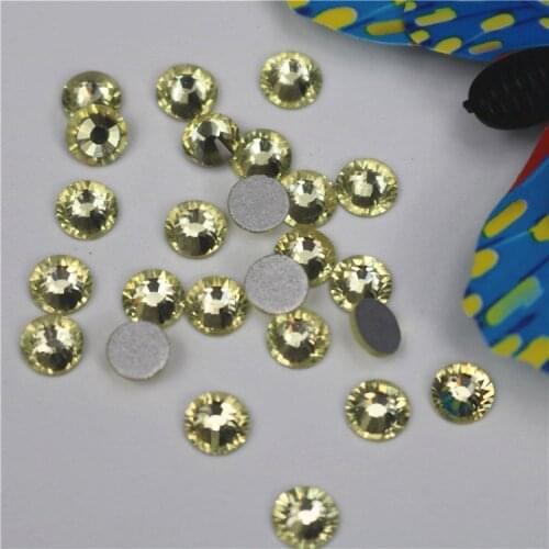1440pcs Jonquil/Light yellow FlatBack Strass Nail art Rhinestone 3D Glass Round Crystal Stones For DIY Nails Decorations Charms