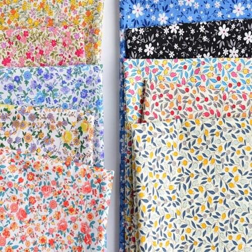 150x50cm Vintage Small Floral Fabric Liberty Flowers Cotton Printed Poplin Fabric for Sewing Clothes DIY Handmade