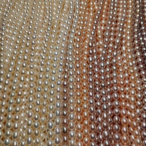 6mm Rice Natural Freshwater Pearl Classic Choker Necklace DIY Jewelry Single Strand For Women 39cm