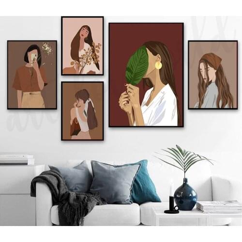 Abstract Fashion Woman Wall Art Canvas Painting Nordic Feature Posters and Prints Wall Pictures for Living Room Home Decor