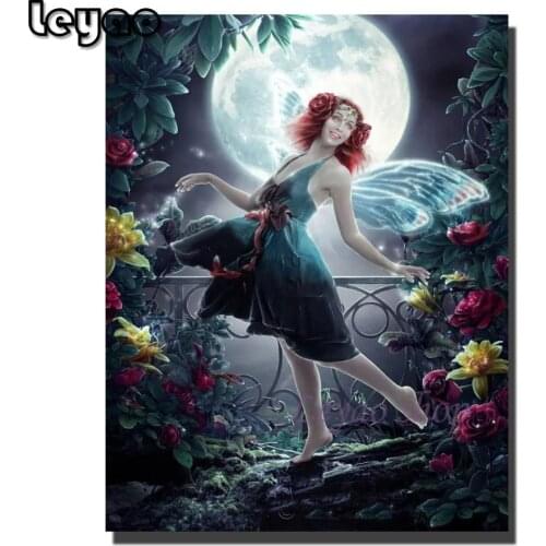 5d diy Diamond Painting fairy girl Full Drill Diamond Embroidery moon fantasy Landscape Mosaic Cross Stitch Wall Stickers