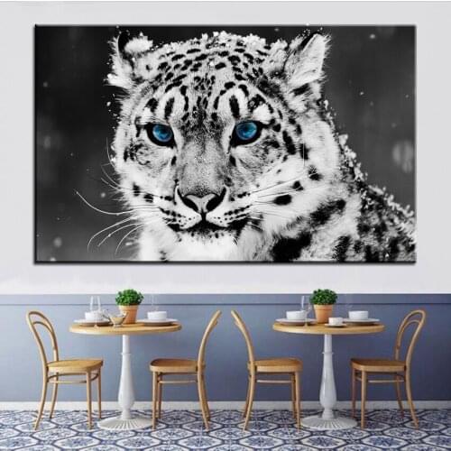 Large size Printing Oil Painting black and white tiger Wall painting Decor Wall Art Picture For Living Room painting No Frame