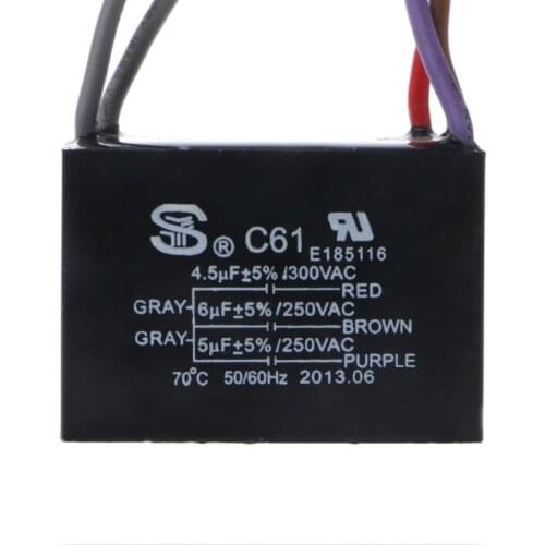 CBB61 Electrical Power Relay Connecting Capacitor 4.5uf+6uf+5uf 250V 5 Wire 203B
