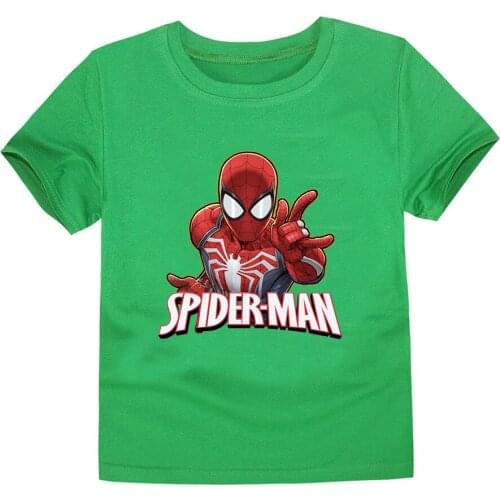 Disney Cartoon Spiderman Print Boy T-Shirts Cotton Short Sleeve Children Clothes Summer Kids Boy Girl Top Tee Boys Clothes