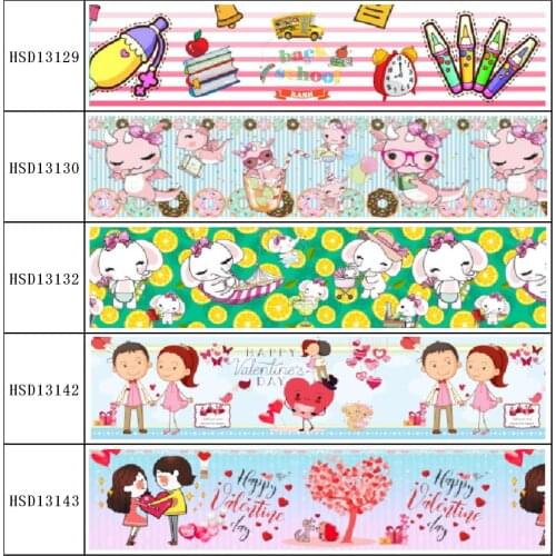 HuangTao 22MM 25MM 38MM 50MM 75mm Printed Pattern on Grosgrain Ribbon for diy ribbon