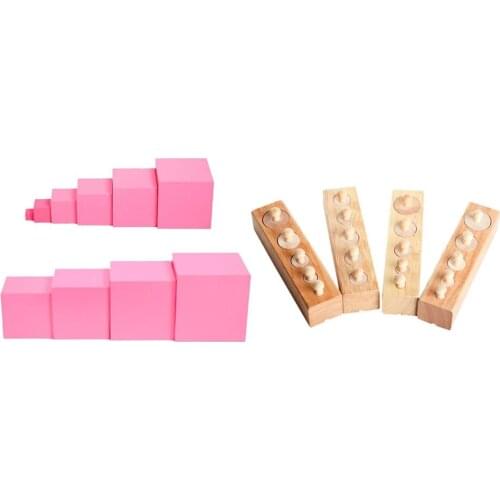 Montessori Family Toy Pink Tower and Cylinder Block Sensory Material Educational Toys for Kids
