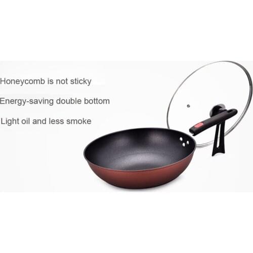 Geetest Saucepan Iron Wok Traditional Handmade Iron Wok Non-stick Pan Non-coating Induction and Gas Cooker Cookware