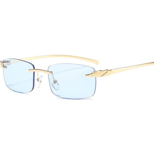 Vintage Metal Cheetah Sunglasses Women Luxury Rimless Sun Glasses Shades Male Fashion Brand Designer Gradient Oculos De Sol