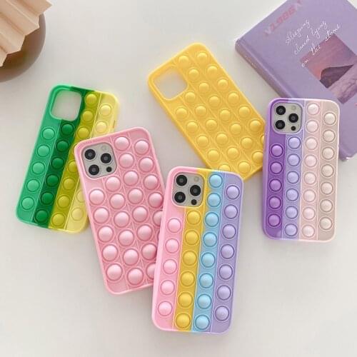 Relive Stress Phone Case For Iphone 12 Mini 11 Pro X XR XS Max 6 6s 7 8 Plus SE 2 Pop Fidget Toys Push Bubble Soft Phone Case