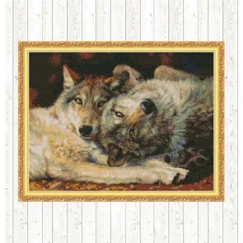 DMC Counted Cross Stitch Kit Animals Wolf Patterns 11ct 14ct Printed Wall Art Canvas Embroidery Cross Stitch Kit Needlework Kits
