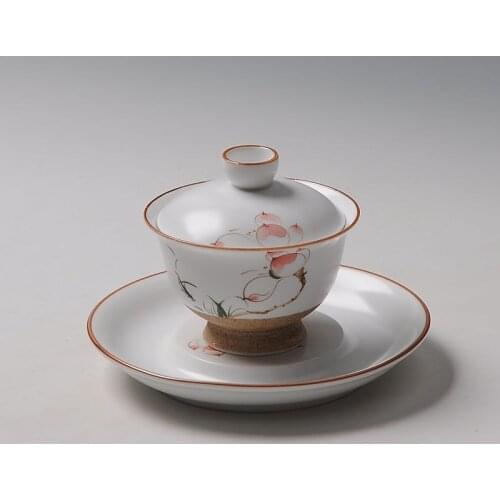 Antique Rough Pottery Gaiwan Ceramic Tea cup Set Tureen Ceremony for Puer/Pu'erh/white/black/green/Jinxuan/Oolong/green tea cha