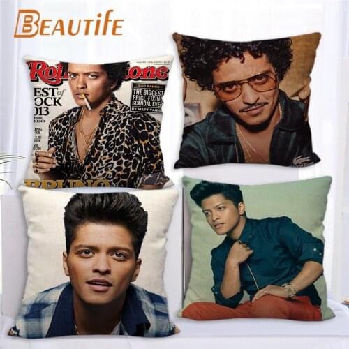 45X45cm Bruno Mars Pillow Cover Square Zipper Cotton Linen Fabric Pillow Cases Bedroom Home Decorative Boys Girls Gift