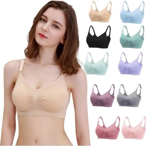 2019 New Pregnant Woman Nursing Underwear Anti-sag Gather Front Button Breastfeeding Maternity Bra 10 Colors M-XL Size