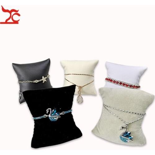 New Creative Jewelry Display Holder Bracelet Bangle Pillow With Rack Velvet Watch Display Organizer Pillow Cushion Stand Box