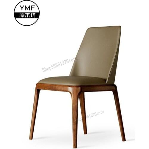 Nordic Dining Chair Home Modern Minimalist Restaurant Light Luxury Solid Wood Dining Chair Backrest Stool Creative Ins Net Red C