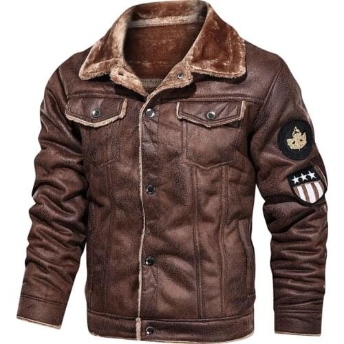 Autumn Winter Men Wool Jackets and Coats Retro Style Suede Jacket Men Motorcycle Jacket Fur Lined Warm Coat Velvet Overcoat