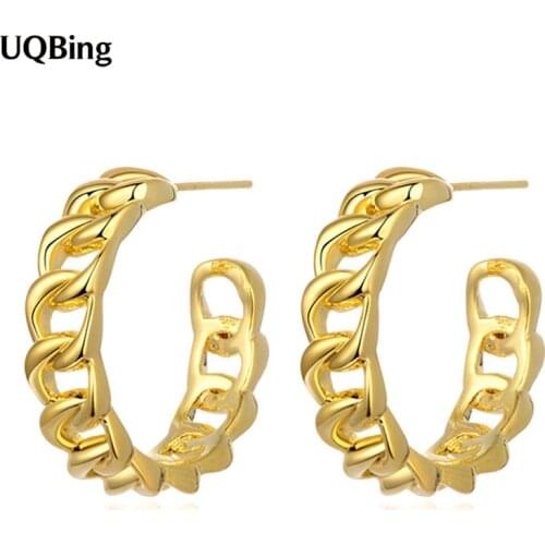 Punk Style Gold/Silver Color Round Circle Chain Hoop Earrings For Women Jewelry Gifts