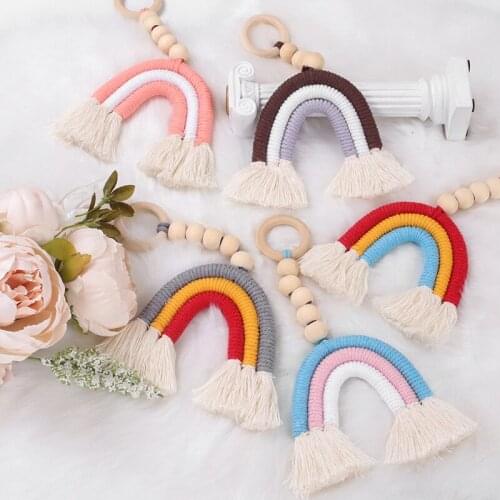 Rainbow wood tassel ornaments country style childrens room baby room decoration wedding vase decoration shower gift J0500