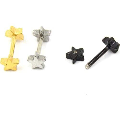 Five-pointed Star Earrings 316L Stainless Steel Pendant Stud Earrings Punk Rock Style Male Men Earrings Jewelry