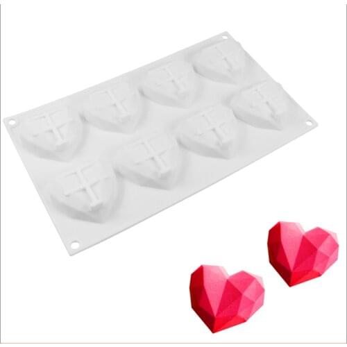Silicone cake mold 8 with diamond love mousse silicone mold DIY French dessert mold Baking tools silicone molds