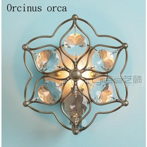 Nordic retro crystal wall lamp bar living room aisle bedroom bedside romantic environmental protection crystal wall lamp