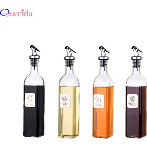 500ML Glass Olive Oil Bottle Kitchen Household Soy Sauce Vinegar Bottle Leak-Proof Wine Bottle Storage Dispenser With Typeface