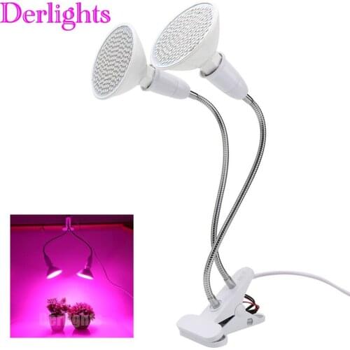 Dual Head LED Grow Light With Desk Holder Clip Growing Lamp For Indoor Greenhouse Flowering Plant and Hydroponics System
