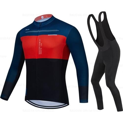 2021 Raudax Team Summer Cycling Jersey Set Bicycle Clothing Breathable Men Long Sleeve Cycling Shirts Bike Bib Pant Sets
