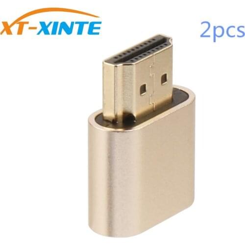 XT-XINTE 2Pcs Virtual Display Adapter HDMI-compatible DDC EDID Dummy Plug Headless Ghost Display Emulator Video card Lock plate