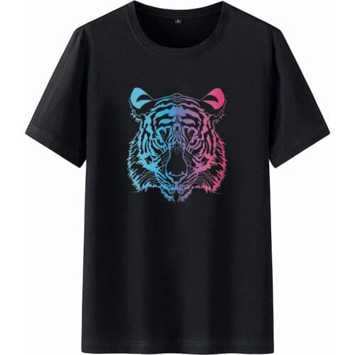 Funny Hip Hop Tiger Print O-Neck Streetwear New Vintage Style Harajuku Casual Oversized Tshirt All-Match Men Novelty Fashion Top