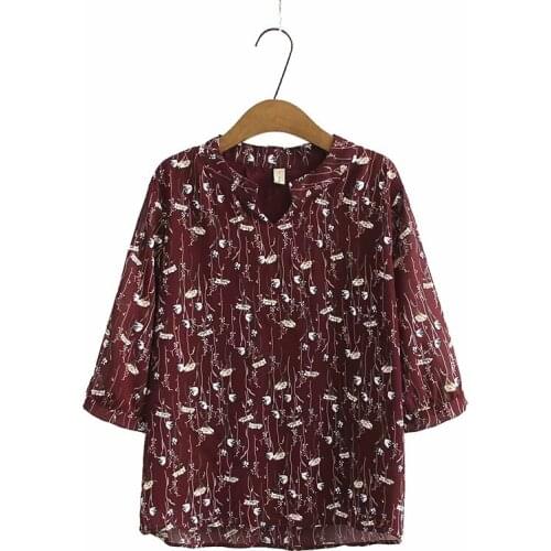 Plus size wine black chiffon loose women blouse 2020 new summer Three Quarter sleeve casual ladies soft shirts female tops