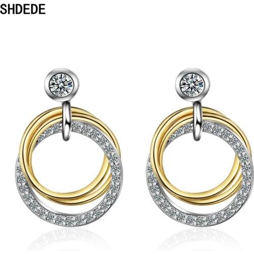 SHDEDE Drop Dangle Earrings For Women Embellished With Crystals From Swarovski Bohemian Style Circle Fashion Jewelry -X813