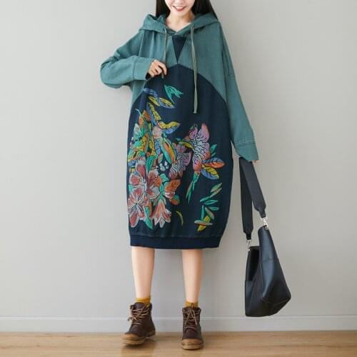 Johnature 2021 Spring New Pullover Sweatshirts For Women Print Floral Long Sleeve Patchwork Color Korean Style Hooded Hoodies