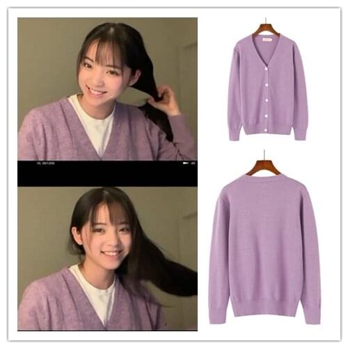 KPOP TWICE IU Seo Yea Ji Antumn fashion Women Long Sleeve sweater Oversized Button Knitted Cardigan Sweater ladies V Neck Coat