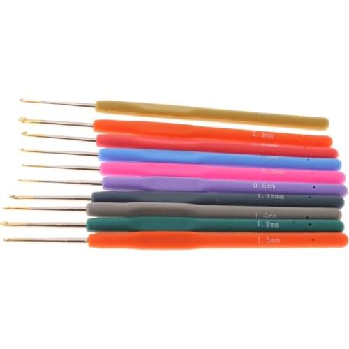 10Pcs Bearded Needle Crochet Hooks Set Ergonomic Soft-Grip Handle Sewing Knitting Knitwear DIY Tools