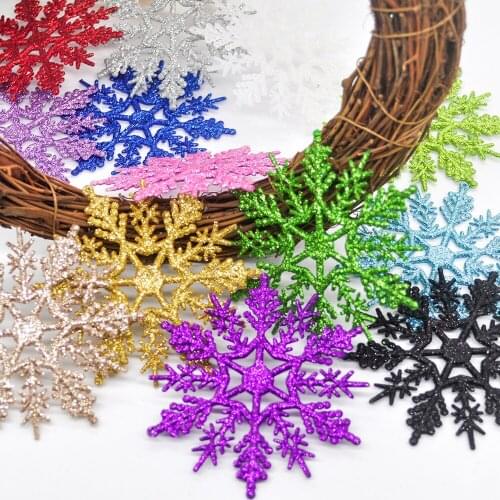 12 Pieces of Sparkling Snowflake Christmas Tree Decoration Pendant Pendant Garland Making Holiday New Year Party Decoration