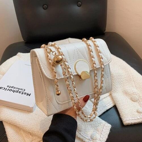 2021 Fashion Chain Small Square Handbag For Women High Quality Pu Leather Shoulder Bag Simple New Trend Female Crossbody Bag