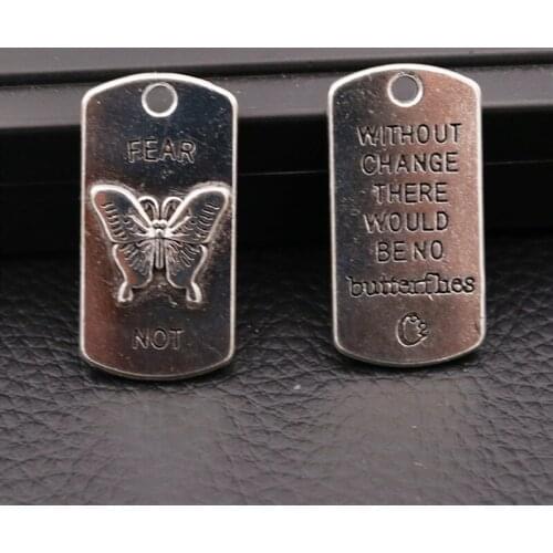 5pcs/lot Without Change There Would Be No Butterfhes Metal Tag Charm DIY Necklace Bracelet Jewelry Handicraft Pendants Findings