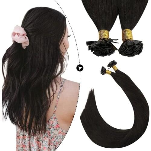 [8 Colors] Ugeat Flat Tip Hair Extensions 14-24" Real Remy Human Hair Extensions 100g/Pack Pre Bonded Hair Extensions Human Hair