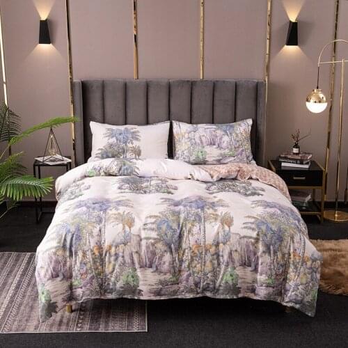 AB side duvet cover set AU Queen size coconut tree pattern bedding set with pillowcase bedding and bed sets direct sales