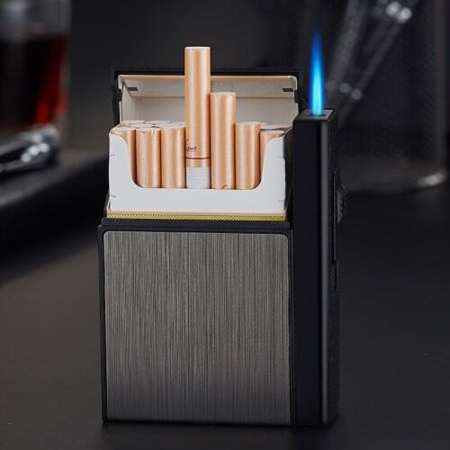 Aluminum Alloy Cigarette Case Butane Torch Gas Lighter Cigarette Case And Lighter Can Be Separated Gadgets For Men