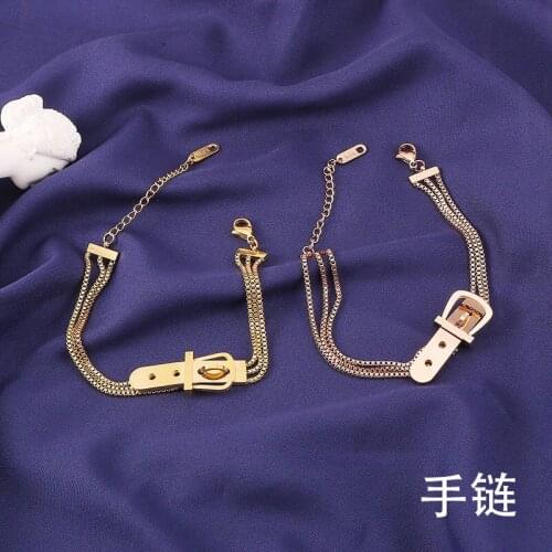 Fashion Jewelry titanium steel Bracelets, Titanium steel rose gold belt buckle bracelet, No allergies, no fading