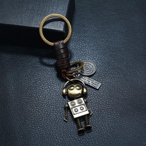 Hand-woven Alloy Movable Robot Cartoon Keychain Creative Small Gift Retro Pendant Car Key Ring