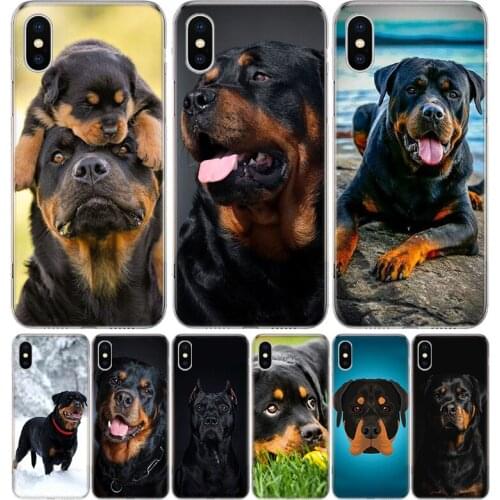 Cute Rottweiler Dog Case For iPhone 11 12 Mini Pro 7 6 X 8 6S Plus XS MAX + XR 5S SE 10 Ten Art TPU Cover Phone Coque Capa Shell