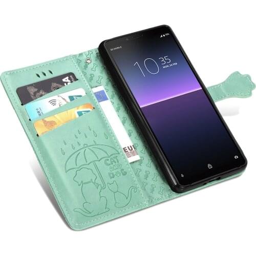 New Cute Pet Cat Dog Case for Sony Xperia 10 II (6.0in) Wallet Book Flip Leather Cover Box Rope Black SOV43 A001SO XQ-AU5 SO-41A