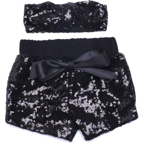 Baby Girl Black Sparkle Sequin SHORTS and matching glitter Adjustable Headband.Girls birthday outfit Baby Girl sequin short