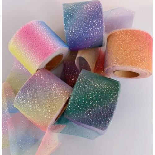 25yards 60mm/80mm Colorful Gradient Organza Stain Ribbon for Hairbow DIY Crafts Wedding Party Decoration Cake Gift Packaging